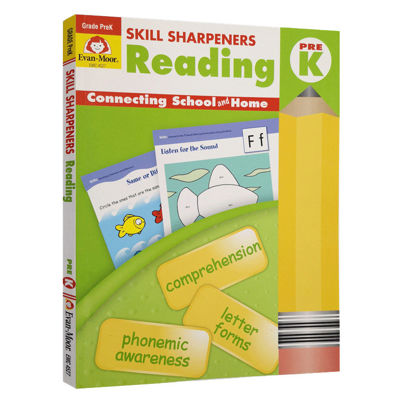 Skill Sharpeners Reading, Grade PreK 技能铅笔刀幼儿园小中班 Evan moor美国加州教辅课本英文原版阅读理解练习册英语技巧