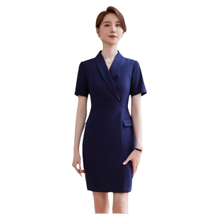 诗璐雅2026夏季OL通勤职业装气质女神范置业顾问短袖连衣裙高级感