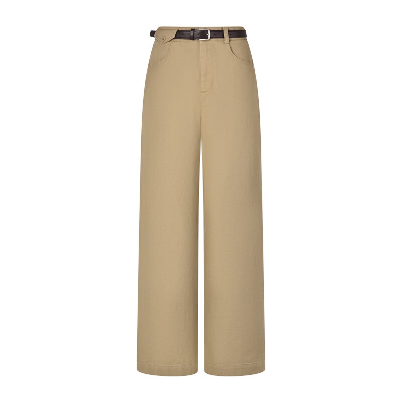 【100%棉】GOLDEN BEAR/金熊26秋季新品女士腰带工装直筒休闲裤