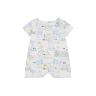 Nest Designs婴儿套头连体衣春夏宝宝短袖衣服哈衣爬服儿童家居服