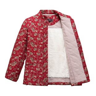 蒙驼中老年女驼绒棉衣加厚加绒妈妈花棉袄居家保暖棉服外套宽松