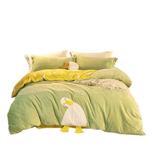 罗莱生活LOVO乐蜗牛奶绒四件套珊瑚绒床单法兰绒被套冬宜居家送礼