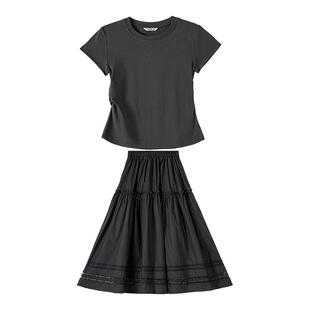 Amii【有趣极简】T恤搭配大裙摆半身裙两件套装（需分开拍）