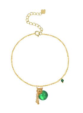 敢酷祖母绿玛瑙葫芦细手链925纯银轻奢新中式铜钱设计国潮手饰女