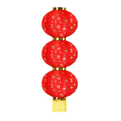 春节绸布百福三四五连串红灯笼串