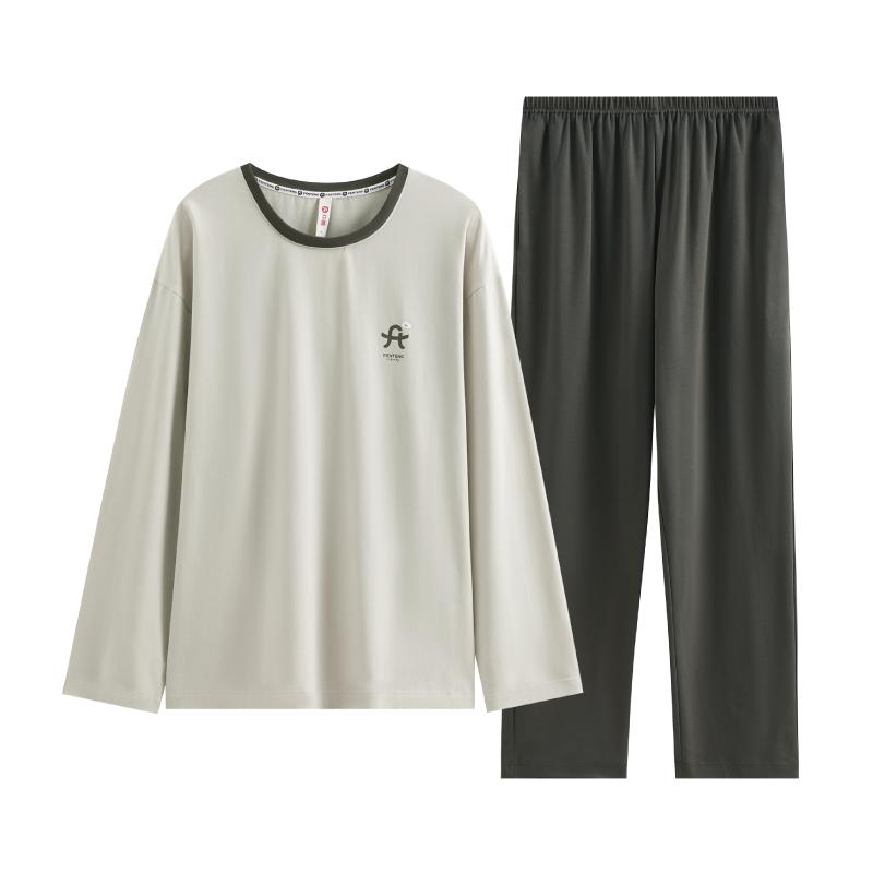 芬腾睡衣男士纯棉秋季春秋款长袖2024新款休闲大码青少年休闲套装