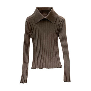 流金岁月朱锁锁倪妮同款毛衣女秋polo领翻领打底衫内搭针织衫上衣