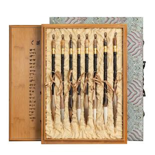 善琏湖笔 马到成功 毛笔套装礼盒书法专用兼毫初学者狼毫软笔国画书法笔羊毫中楷湖州湖笔专业大师级文房四宝