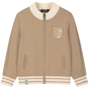 hazzys哈吉斯童装男童开身线衣秋新学院立领针织开衫