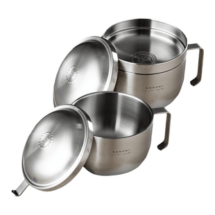 日本304不锈钢泡面碗学生宿舍用带盖饭盒泡方便面的大碗打饭专用