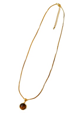 落日切片~虎眼石吊坠珍珠项链