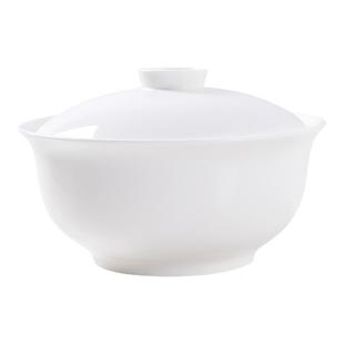 景德镇白色骨瓷碗带盖汤盆陶瓷大号家用新款高级感8寸有盖大汤碗