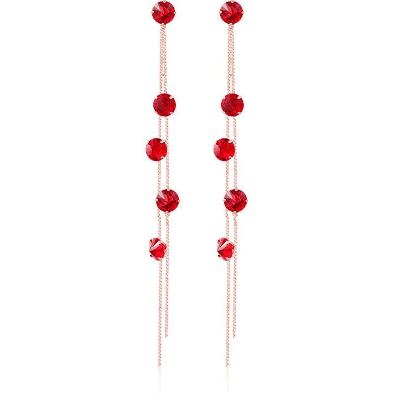 S925银耳线长款气质日韩国防过敏流苏耳环女简约水晶耳坠吊坠耳钉