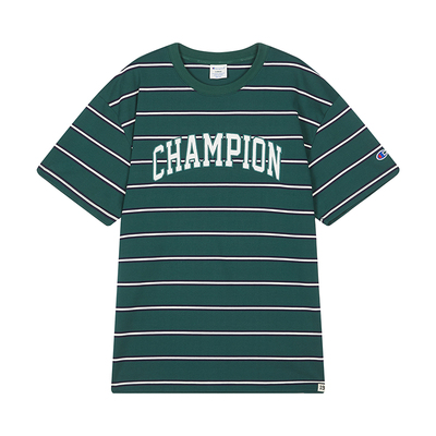 Champion冠军纯棉条纹男女T恤
