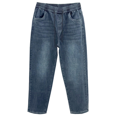 春装新款大码显瘦松紧腰牛仔裤女