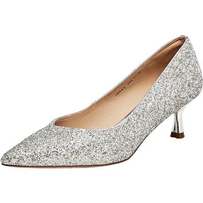 Tata他她银色高跟鞋女细跟奥莱不累脚婚鞋女鞋秋季新款7RXA3CQ3