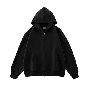 黑色拉链外套女加绒加厚冬季2025新款韩系设计感休闲卫衣情侣上衣