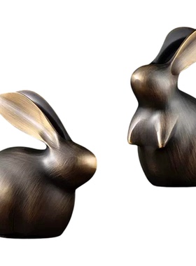 皇普森泉铜招财如意兔子摆件新家客厅装饰品兔年生肖礼品吉祥物