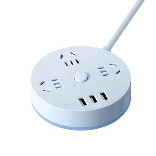 公牛圆形插座面板多孔位多功能爬墙usb插排接线板宿舍电插板带线