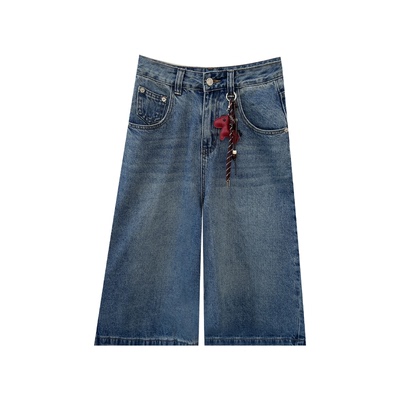 T-PLATFORM美式复古蓝色牛仔裤