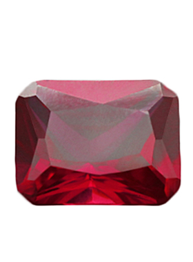 8#红刚玉长方形倒角鸽血红裸石 合成培育红宝石小八角戒面主石DIY