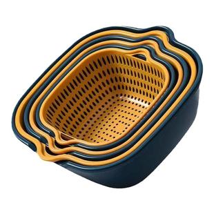 沥水篮洗菜盆厨房菜篮子洗菜篮洗水果家用沥水篮双层沥水六件套装