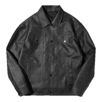 海澜之家PU皮复古时尚工装夹克男