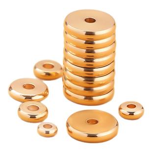 镀18k金药片手串隔片diy纯铜隔珠文玩串珠隔垫金色手链垫片小配件
