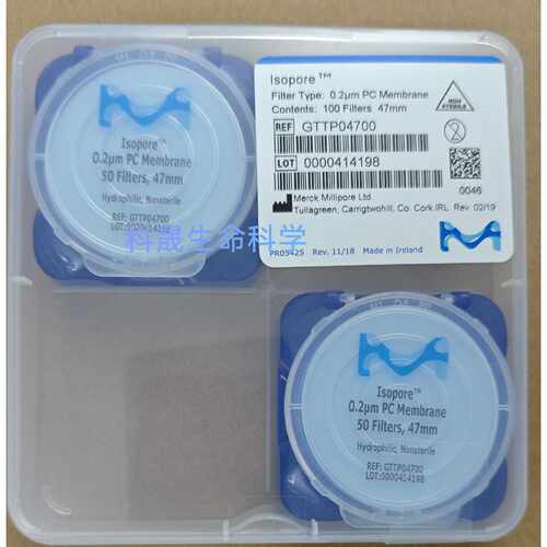 议价Millipore密理博 GTTP04700 聚碳酸酯滤膜PC膜0.2um 47mm全新