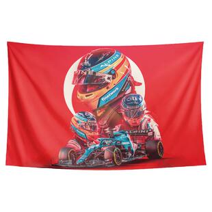 F1阿隆索头哥Alonso赛车手周边定制装饰海报背景墙布挂布挂毯门帘