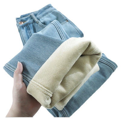 浅蓝阔腿牛仔裤女春秋冬季