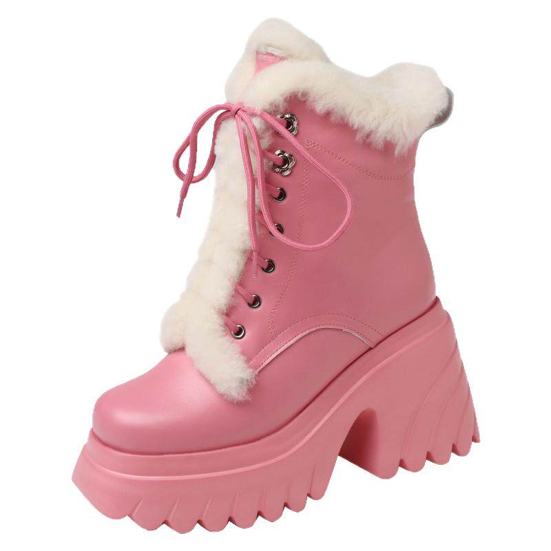 小个子加厚真皮马丁防水女雪地靴