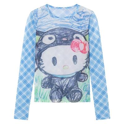 SOFITTE 25新款女士修身拼接趣味印花长袖打底衫银泰百货 301355