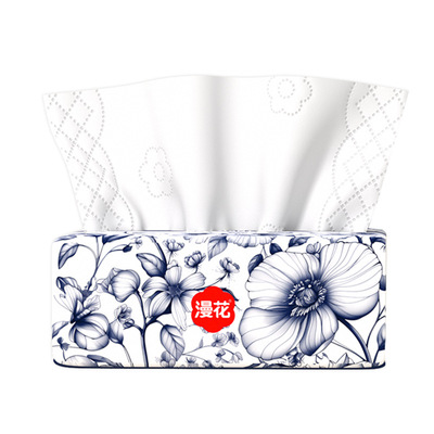 漫花抽纸国风系列家用纸巾整箱餐巾纸大包加厚原木卫生纸