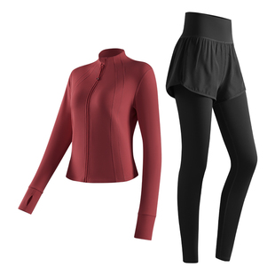 361运动套装女冬季加绒保暖瑜伽上衣后腰口袋健身长裤训练晨跑服