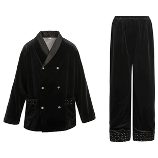 NoirTease冬季加绒加厚睡衣男士金丝绒保暖家居服两件套装秋冬