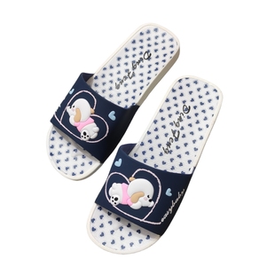 居家居浴室一字拖洗澡防滑防臭静音卡通塑料白底拖鞋女可爱学生拖