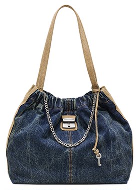 【季末折扣】MARC JACOBS/莫杰 CRISTINA 中号织物皮质褶皱单肩包