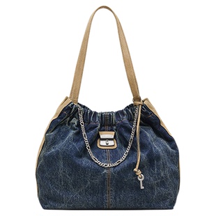 【季末折扣】MARC JACOBS/莫杰 CRISTINA 中号织物皮质褶皱单肩包