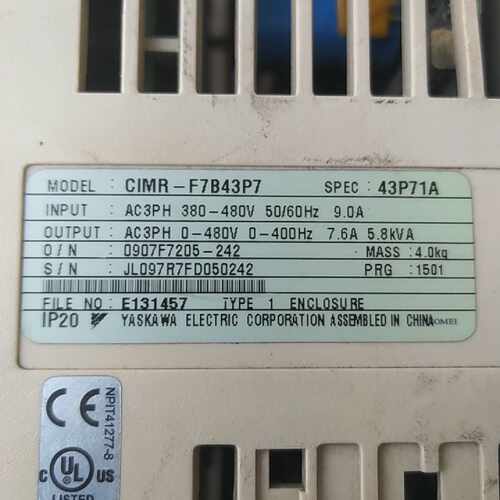 安川3.7kw变频器CIMRF7B43P7