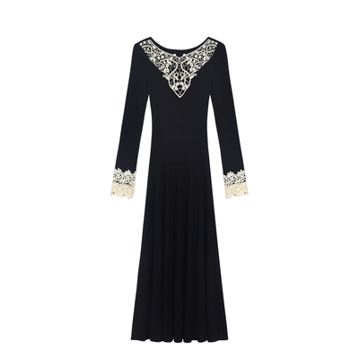 木子李的李蕾丝拼接连衣裙