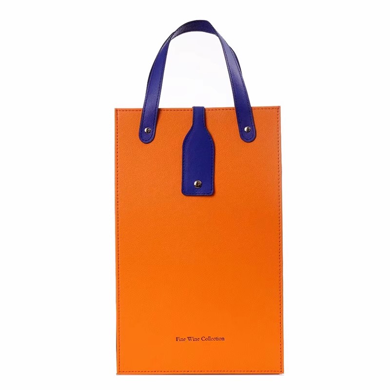橙色双支红酒手提礼盒大肚瓶