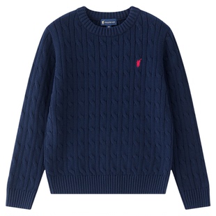 POLOWALK童装男女童麻花毛衣2025秋季新款保罗儿童纯棉套头针织衫