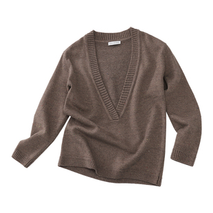 SINGLE MOMENT 25AW法式宽松深V领慵懒感毛衣针织衫套头上衣毛衫