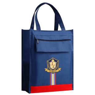 新款英伦风手提袋小学生拎书袋男女孩补习袋韩版儿童防水轻便手提袋大容量美术袋补习班作业文件试卷袋收纳袋