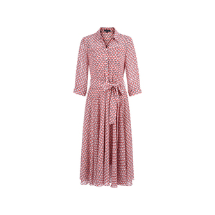 MARYLING玛俪琳24春夏新品粉色千鸟格V领衬衣式连衣裙A1DBW62290