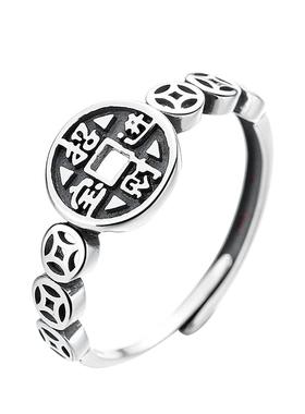 925银复古招财进宝戒指时尚个性