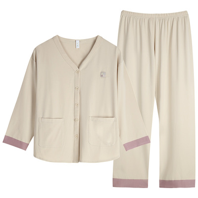 轩靓睡衣女春秋季莫代尔棉长袖