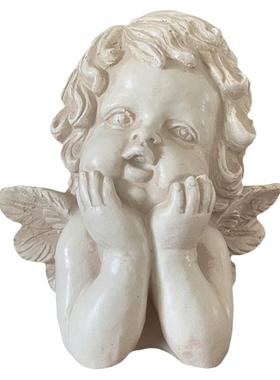 胖天使欧式法式轻奢复古做旧树脂头像雕像塑像家居装饰婚庆摆件