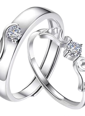 刻字定制天使戒指纯银小指尾戒